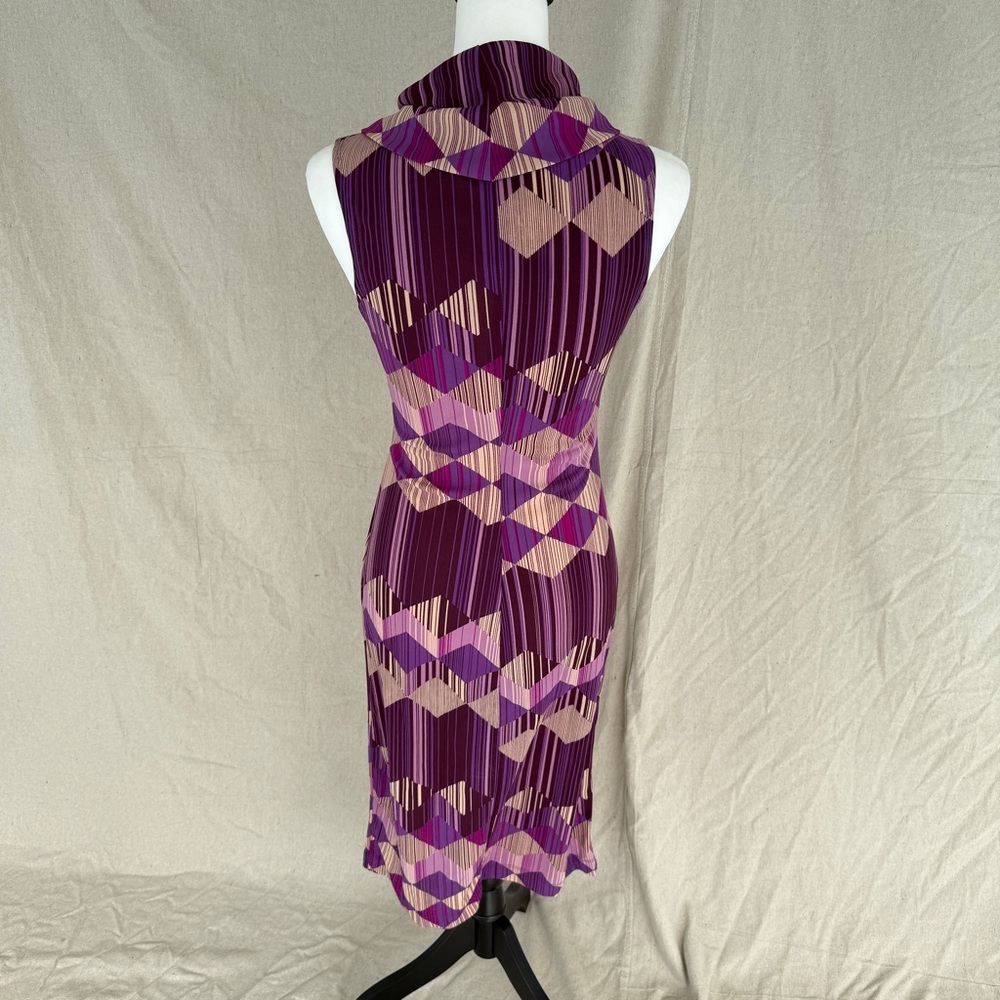 Vintage Rampage Dress Size S Purple Geometric Cowl Neck Midi - Picture 6 of 9